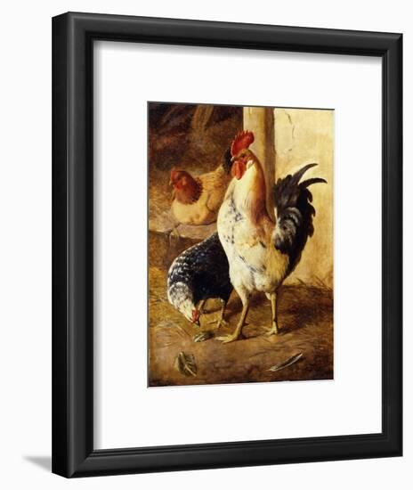 A Cockerel and Chickens in a Farmyard-Federico Jimenez Fernandez-Framed Premium Giclee Print