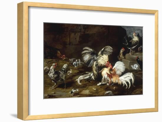 A Cockfight with other Poultry in a Farmyard-Frans Snyders-Framed Giclee Print