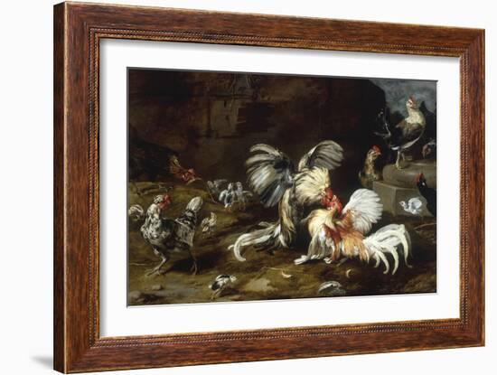 A Cockfight with other Poultry in a Farmyard-Frans Snyders-Framed Giclee Print