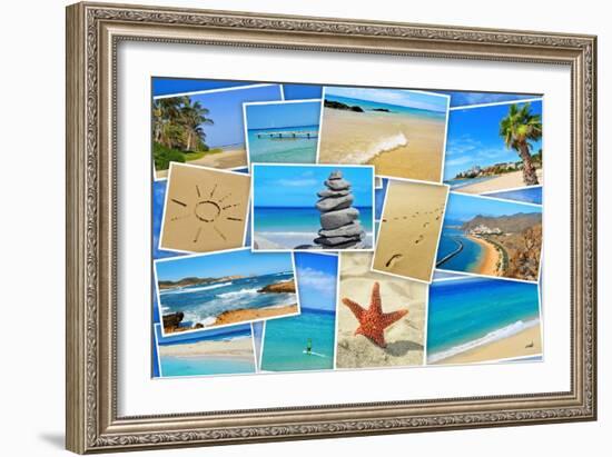 A Collage Of Some Pictures Of Different Beaches Of Spain-nito-Framed Art Print