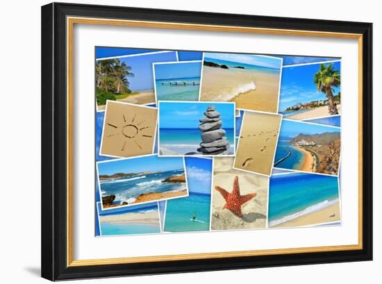 A Collage Of Some Pictures Of Different Beaches Of Spain-nito-Framed Art Print