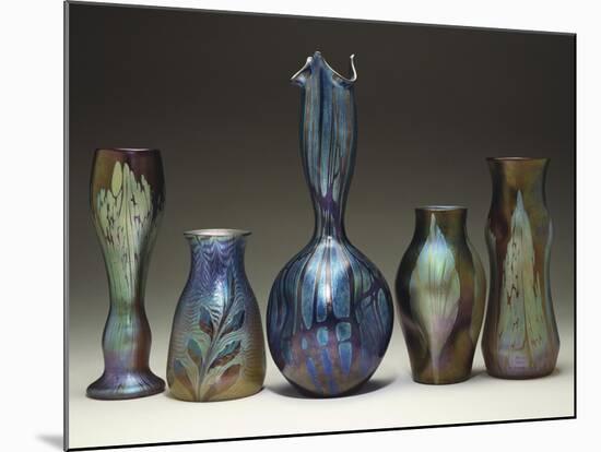 A Collection of Iridescent Glass Vases by Loetz-Adler & Sullivan-Mounted Giclee Print