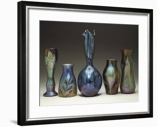 A Collection of Iridescent Glass Vases by Loetz-Adler & Sullivan-Framed Giclee Print