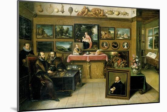 A Collector's Cabient with Abraham Ortelius and Justus Lipsius-Frans Francken the Younger-Mounted Giclee Print