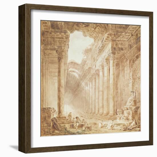 A Colonnade in Ruins, 1780-Hubert Robert-Framed Giclee Print