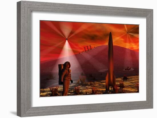 A Colony Being Established on an Alien Red Planet-null-Framed Art Print