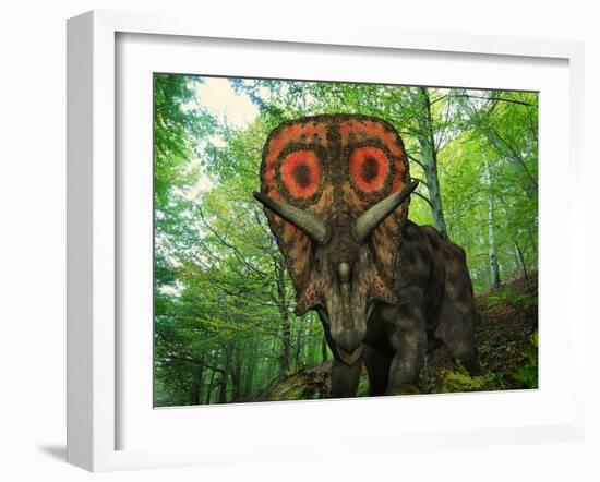 A Colorful Torosaurus Wanders a Cretaceous Forest-Stocktrek Images-Framed Photographic Print