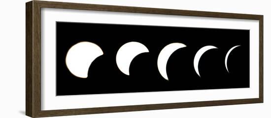 A Combo Picture Shows the Different Phases of a Partial Solar Eclipse-null-Framed Premium Photographic Print