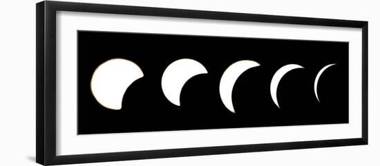 A Combo Picture Shows the Different Phases of a Partial Solar Eclipse-null-Framed Premium Photographic Print