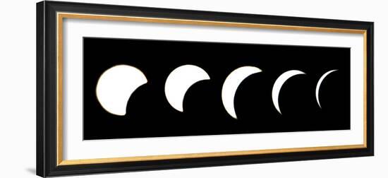 A Combo Picture Shows the Different Phases of a Partial Solar Eclipse-null-Framed Premium Photographic Print