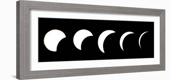 A Combo Picture Shows the Different Phases of a Partial Solar Eclipse-null-Framed Photographic Print