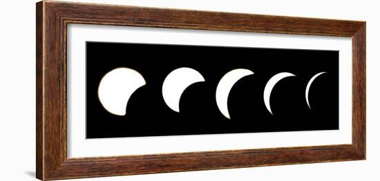 A Combo Picture Shows the Different Phases of a Partial Solar Eclipse-null-Framed Photographic Print