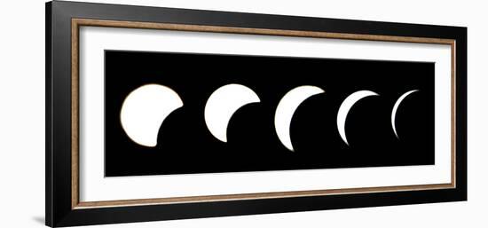 A Combo Picture Shows the Different Phases of a Partial Solar Eclipse-null-Framed Photographic Print