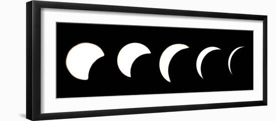 A Combo Picture Shows the Different Phases of a Partial Solar Eclipse-null-Framed Photographic Print