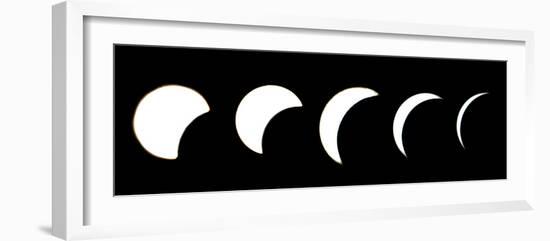 A Combo Picture Shows the Different Phases of a Partial Solar Eclipse-null-Framed Photographic Print