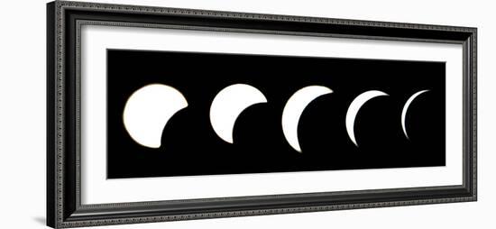 A Combo Picture Shows the Different Phases of a Partial Solar Eclipse-null-Framed Photographic Print