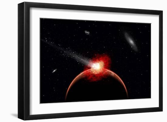 A Comet Hitting an Alien Planet-null-Framed Art Print