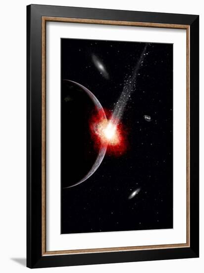 A Comet Hitting an Alien Planet-null-Framed Art Print