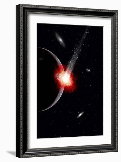 A Comet Hitting an Alien Planet-null-Framed Art Print