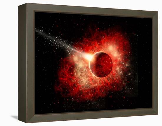 A Comet Hitting an Alien World with Devastating Effect-Stocktrek Images-Framed Stretched Canvas