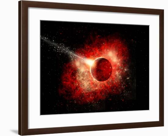 A Comet Hitting an Alien World with Devastating Effect-Stocktrek Images-Framed Art Print