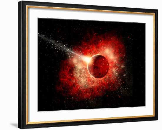 A Comet Hitting an Alien World with Devastating Effect-Stocktrek Images-Framed Art Print