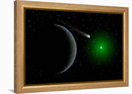 A Comet Passing a Distant Alien World-null-Framed Stretched Canvas