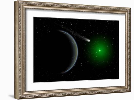 A Comet Passing a Distant Alien World-null-Framed Premium Giclee Print