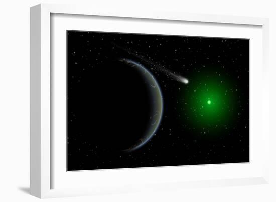 A Comet Passing a Distant Alien World-null-Framed Art Print