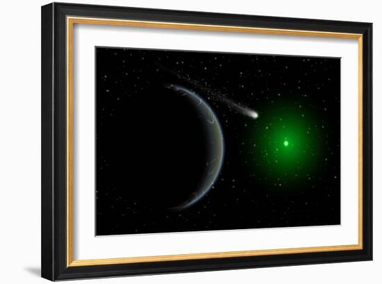 A Comet Passing a Distant Alien World-null-Framed Art Print