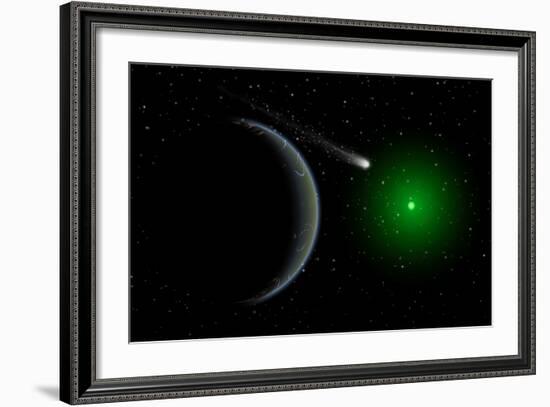 A Comet Passing a Distant Alien World-null-Framed Art Print