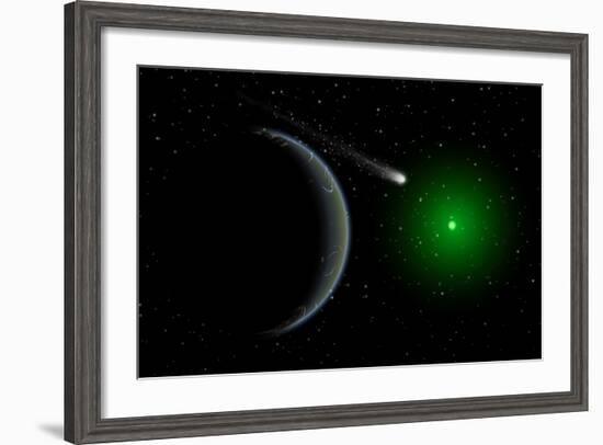 A Comet Passing a Distant Alien World-null-Framed Art Print