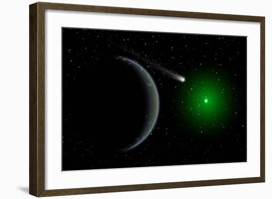 A Comet Passing a Distant Alien World-null-Framed Art Print