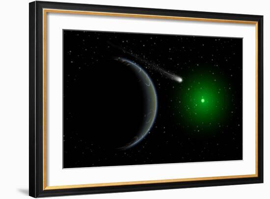 A Comet Passing a Distant Alien World-null-Framed Art Print