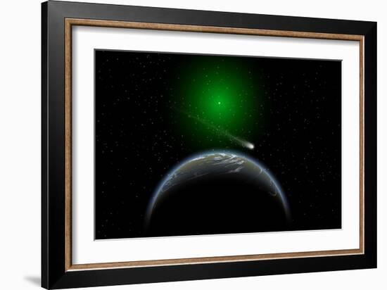 A Comet Passing a Distant Alien World-null-Framed Art Print