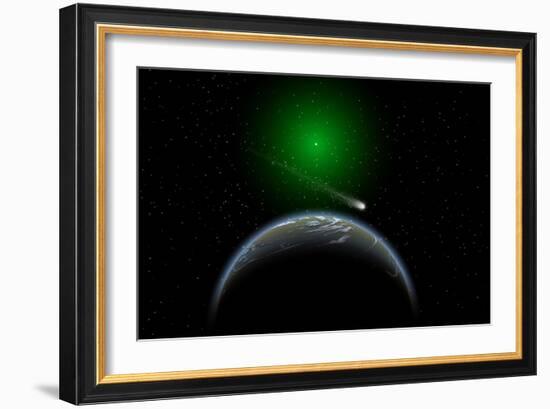 A Comet Passing a Distant Alien World-null-Framed Art Print