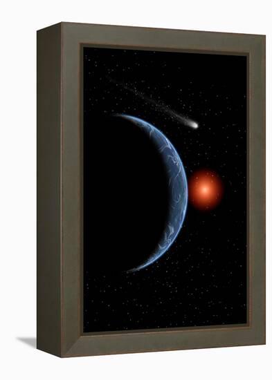 A Comet Passing the Earth on its Journey around the Sun-null-Framed Stretched Canvas