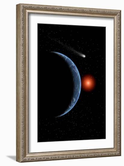 A Comet Passing the Earth on its Journey around the Sun-null-Framed Premium Giclee Print