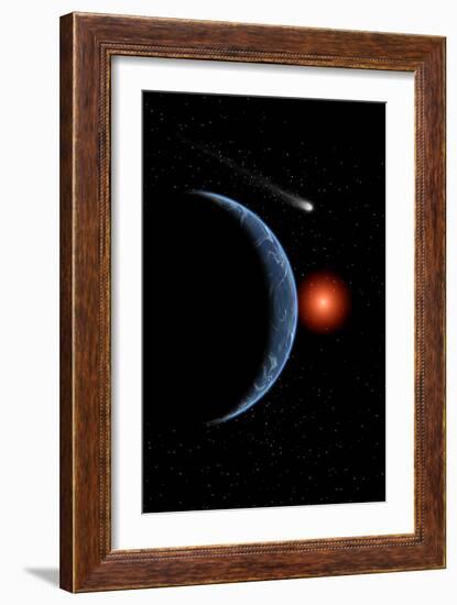 A Comet Passing the Earth on its Journey around the Sun-null-Framed Premium Giclee Print