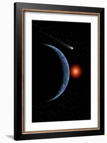 A Comet Passing the Earth on its Journey around the Sun-null-Framed Premium Giclee Print