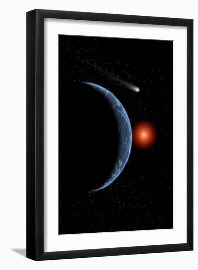 A Comet Passing the Earth on its Journey around the Sun-null-Framed Premium Giclee Print