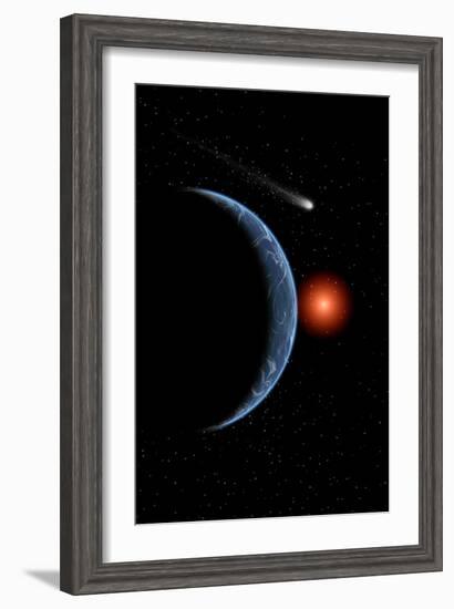 A Comet Passing the Earth on its Journey around the Sun-null-Framed Art Print