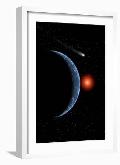 A Comet Passing the Earth on its Journey around the Sun-null-Framed Art Print