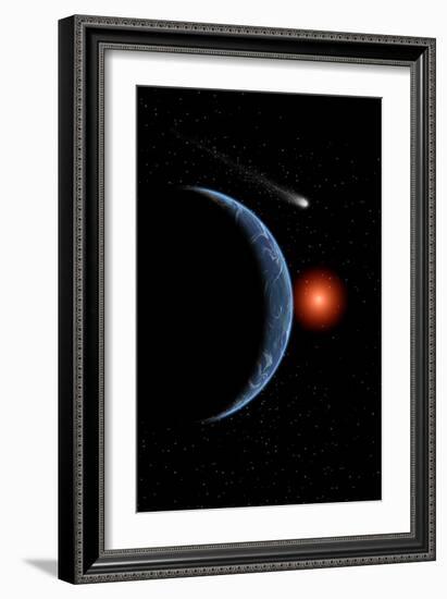A Comet Passing the Earth on its Journey around the Sun-null-Framed Art Print