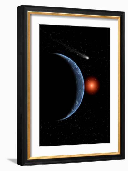 A Comet Passing the Earth on its Journey around the Sun-null-Framed Art Print