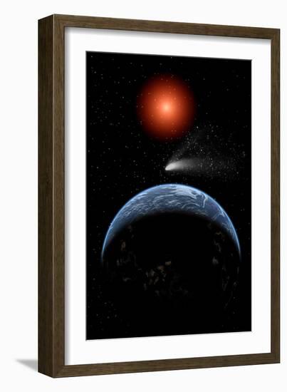 A Comet Passing the Earth on its Return Journey from around the Sun-null-Framed Premium Giclee Print