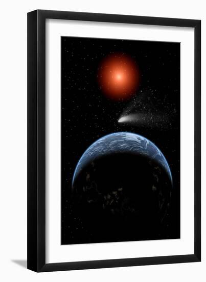 A Comet Passing the Earth on its Return Journey from around the Sun-null-Framed Premium Giclee Print