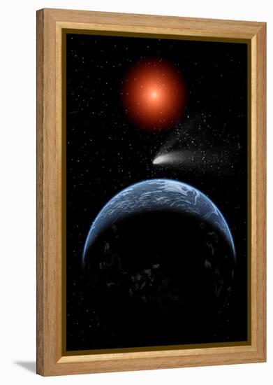 A Comet Passing the Earth on its Return Journey from around the Sun-null-Framed Stretched Canvas