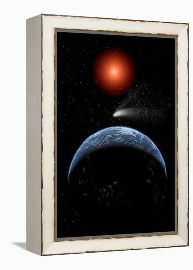 A Comet Passing the Earth on its Return Journey from around the Sun-null-Framed Stretched Canvas