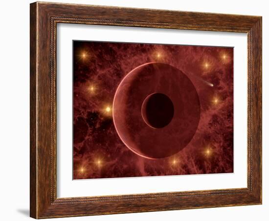 A Comet Passing Through a Nebulous Star Cluster-null-Framed Art Print